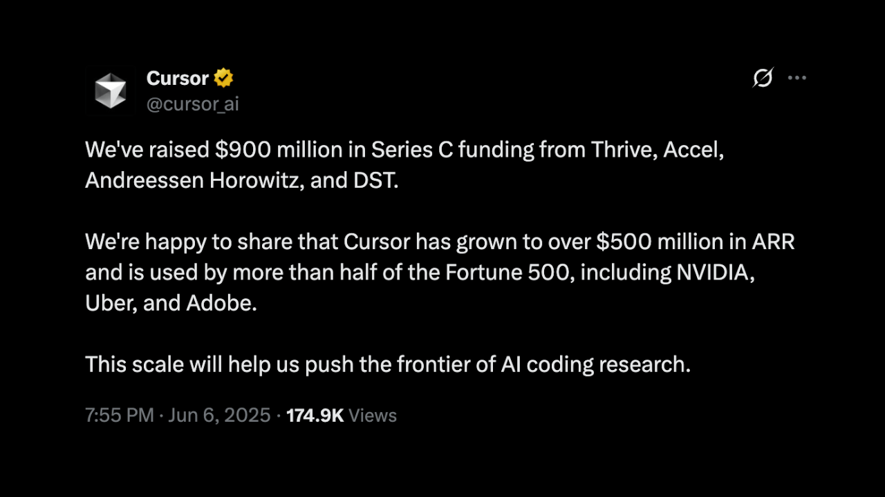 Cursor’ın geliştiricisi Anysphere, 900 milyon dolar yatırım aldı