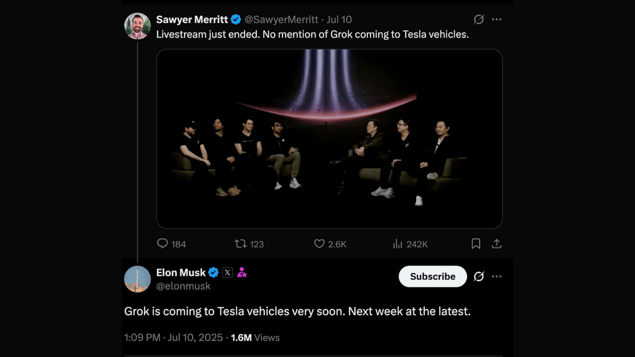 Elon Musk’ın yapay zeka modeli Grok, Tesla araçlarına geliyor