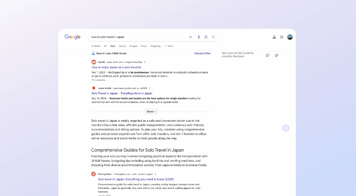 Google’dan arama sonuçlarını düzenleyen yapay zeka özelliği: Web Guide