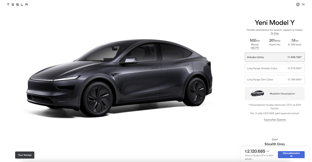 ÖTV sonrası Tesla fiyatı resmileşti işte zamlı fiyatlar