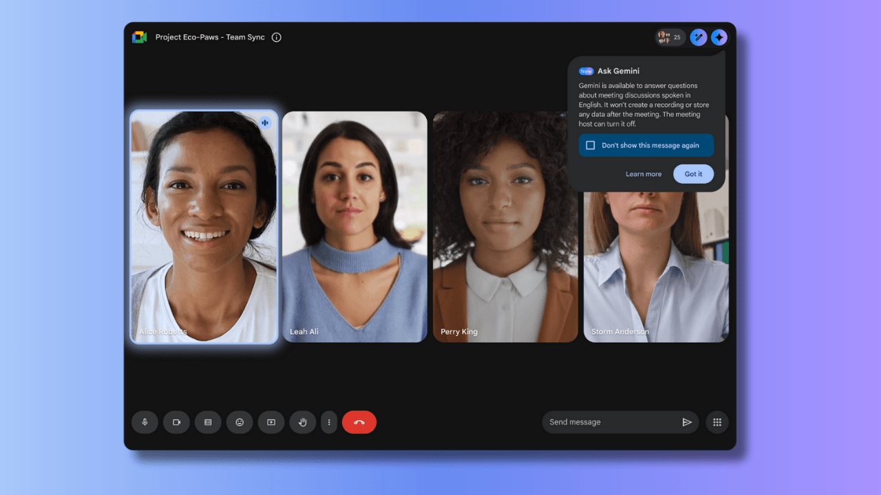 Google, Meet için kişisel toplantı danışmanı Ask Gemini’ı kullanıma sunuyor