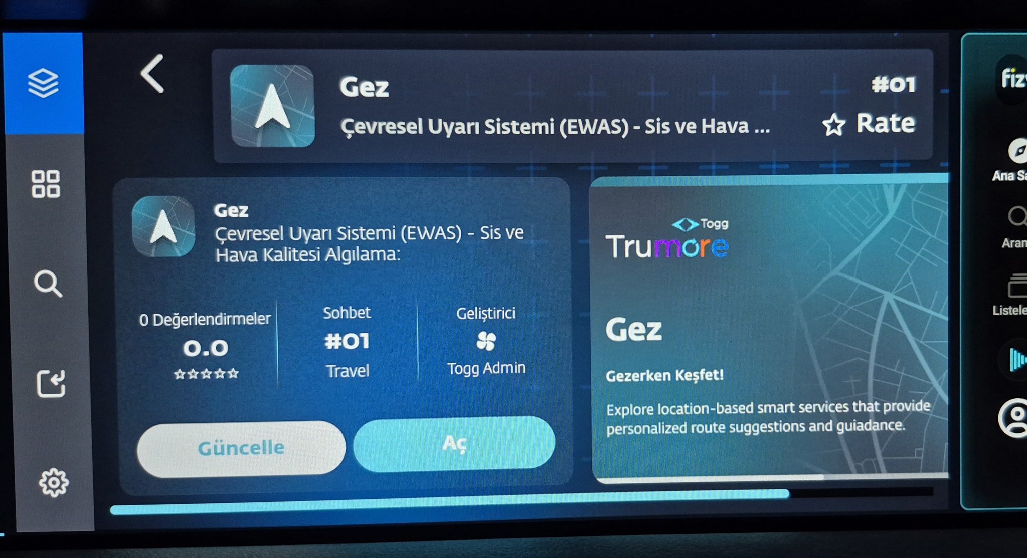 Togg navigasyon uygulaması Gez yeni özelliklere kavuştu