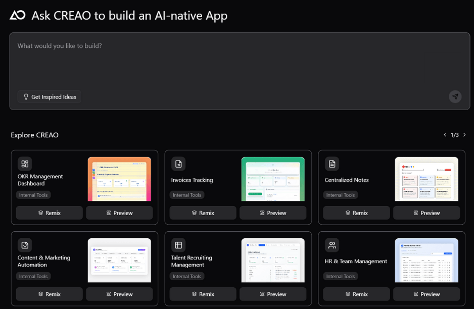 Dakikalar içinde yapay zeka uygulaması geliştirmenizi sağlayan platform: Creao