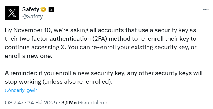X, güvenlik anahtarı güncellemesiyle Twitter’ın son izlerini de kaldırıyor
