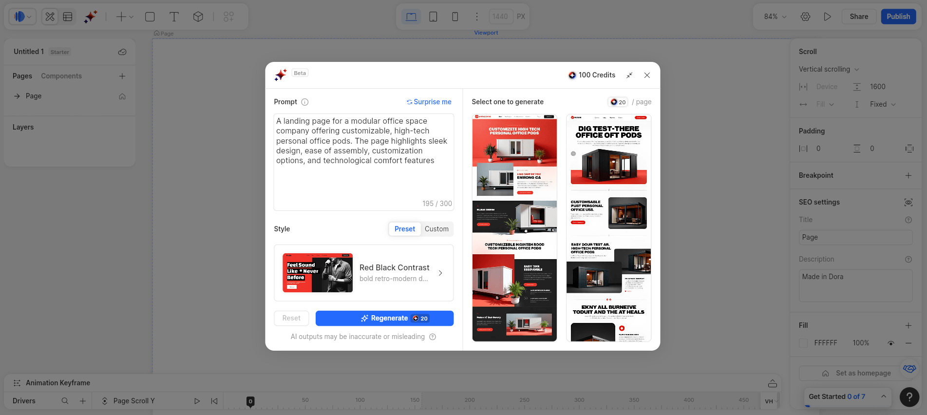 Prompt ile web sitesi oluşturan yapay zeka platformu: Dora