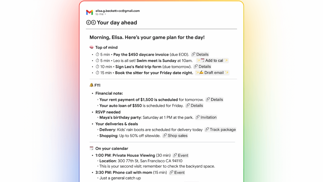 Google, e-posta tabanlı yapay zeka asistanı CC’yi test etmeye başladı