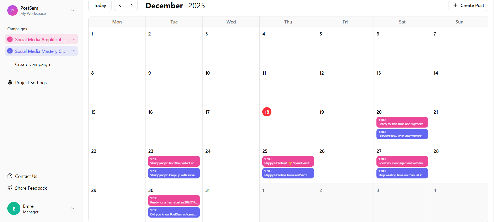 İçerik planlama ve paylaşımı yapan sosyal medya asistanı: PostSam