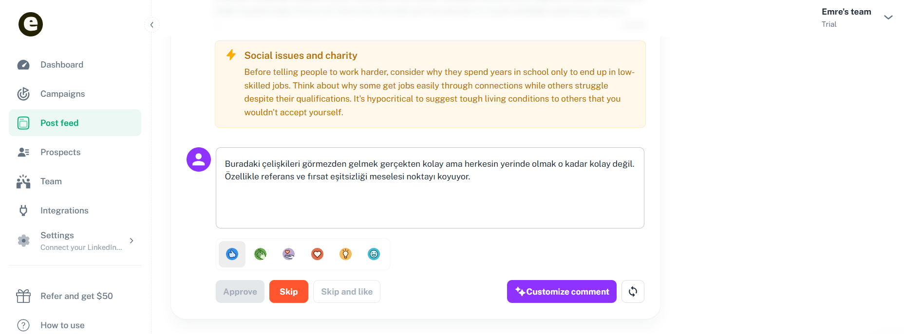 LinkedIn’de etkileşim ve akıllı yorumlar oluşturan yapay zeka destekli platform: Extrovert