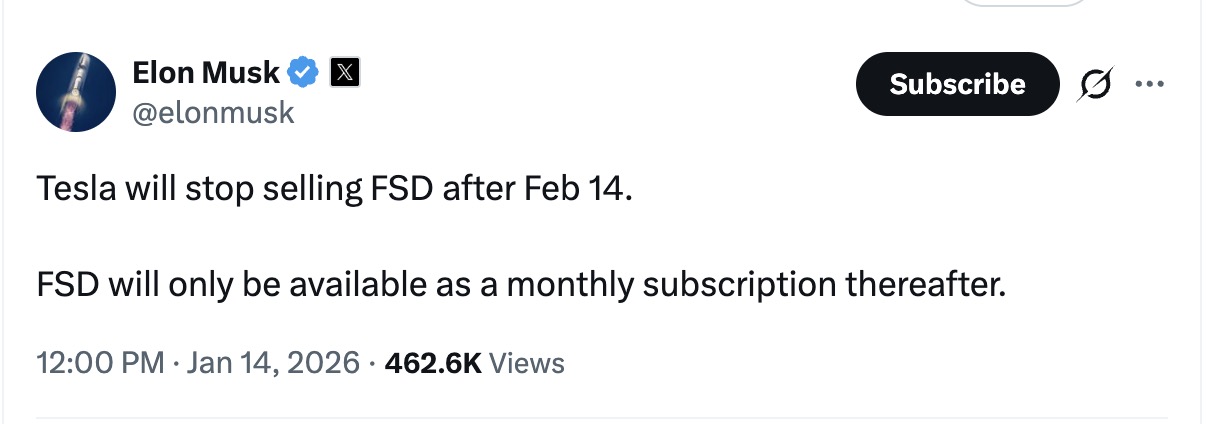 Tesla Artık Otonom Sürüş Satmayacak!