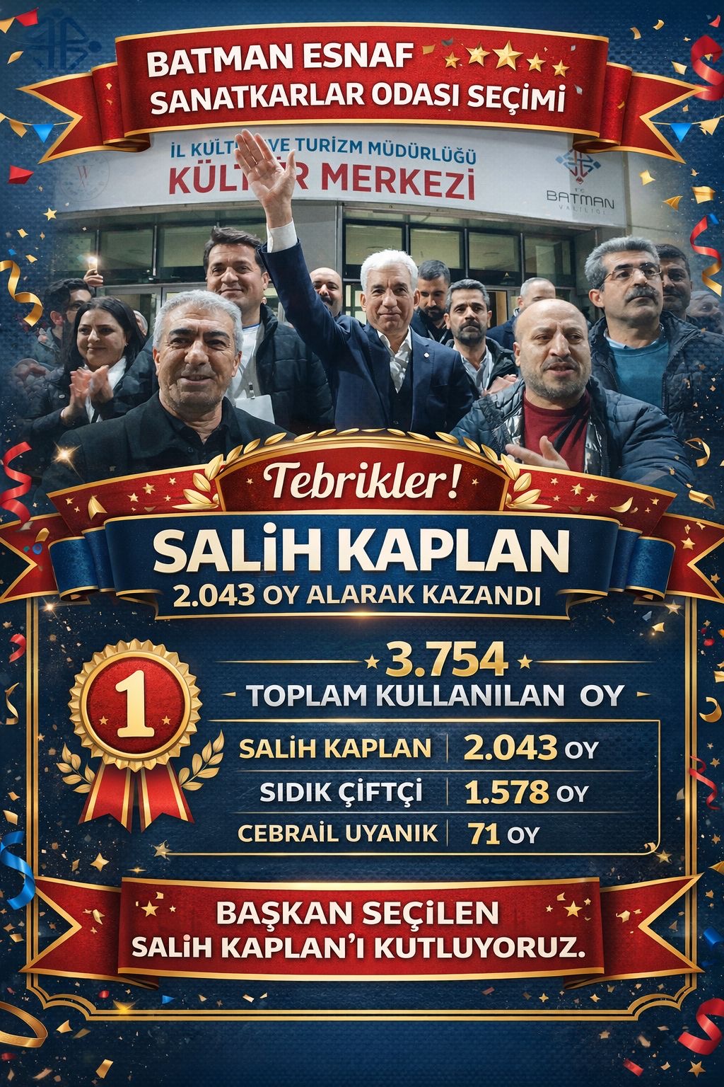 BATMAN ESNAF VE SANATKARLAR ODASI BAŞKANINI SEÇTİ