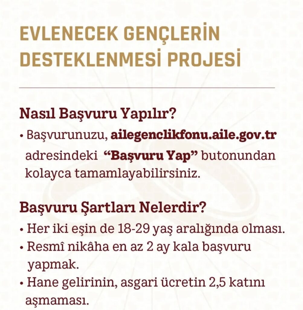 EVLENECEK GENÇLERİN DESTEKLEME PROJESi