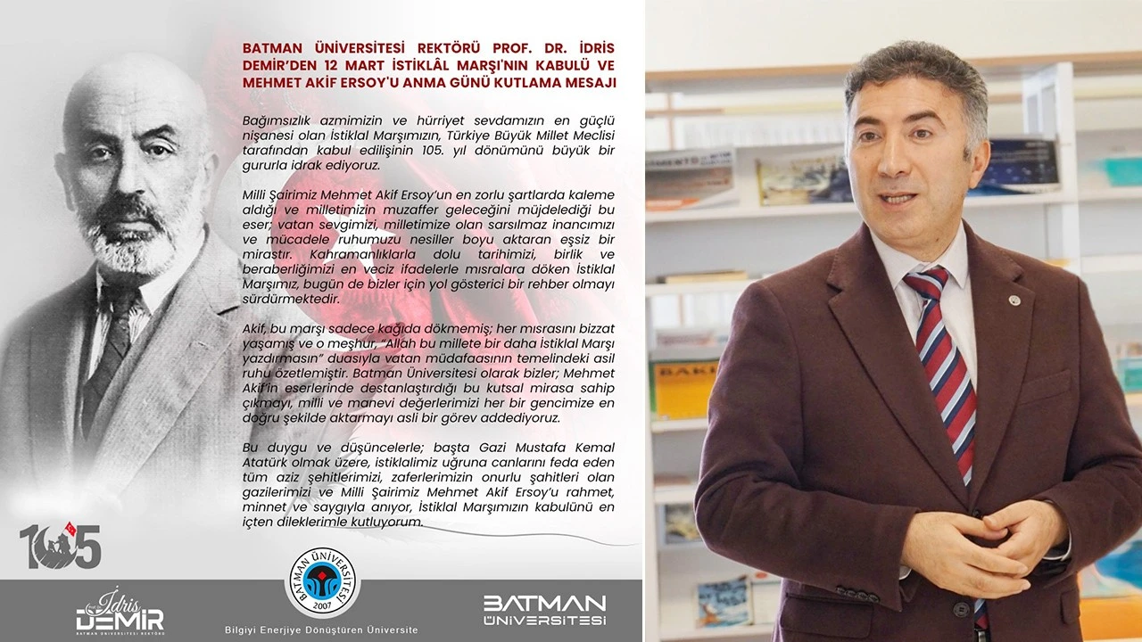 İstiklâl Marşı’nın 105. Yılı Kutlandı: Rektör Demir’den Anlamlı Mesaj
