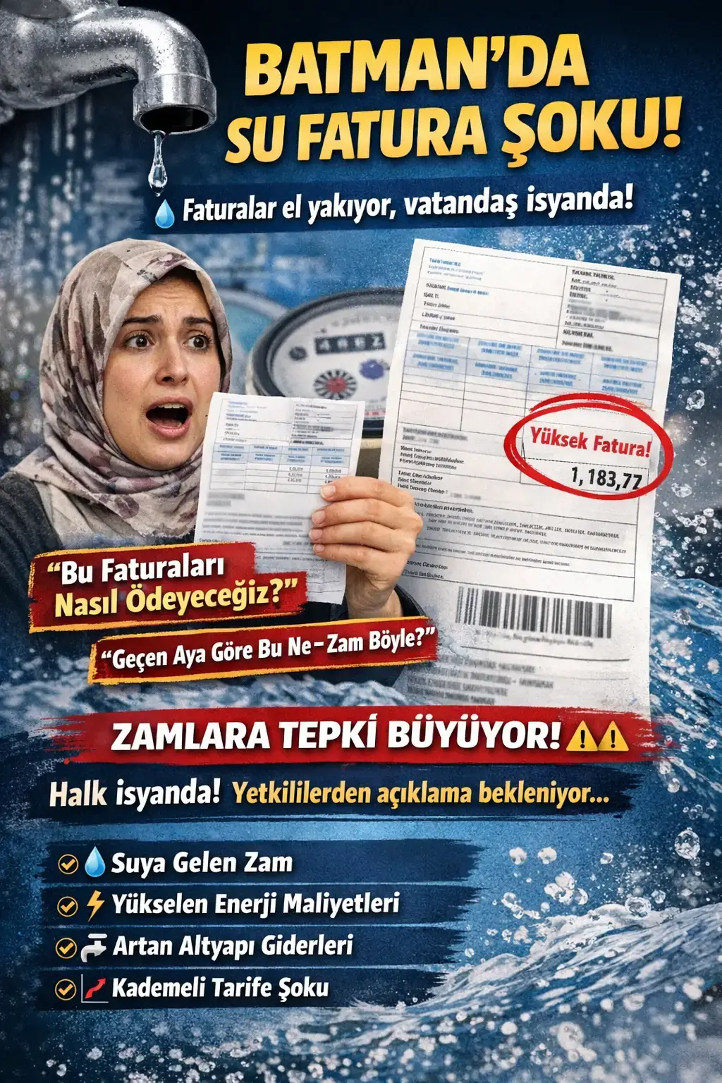 Batman’da Su Faturalarındaki Artış Vatandaşları Kızdırdı