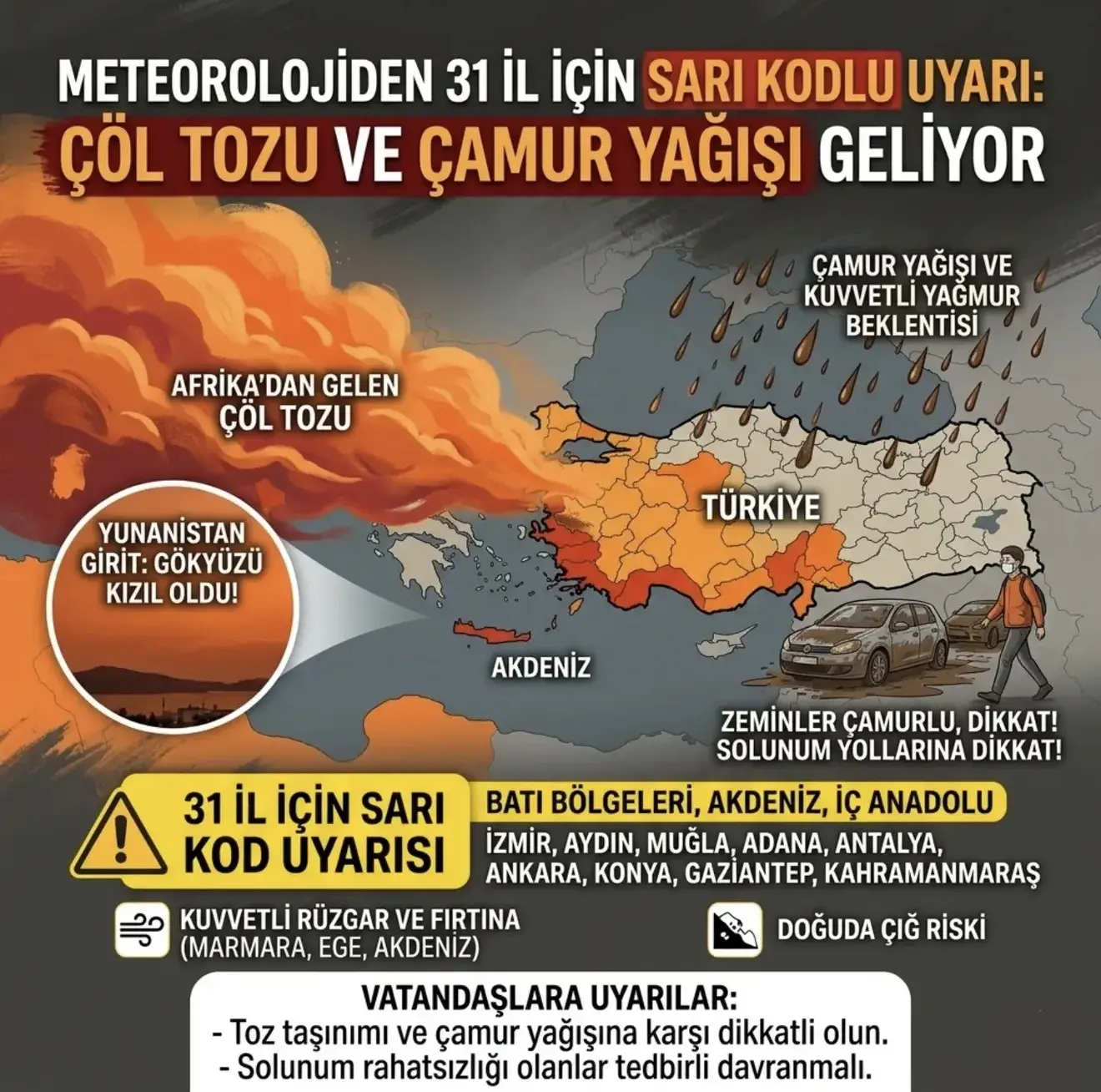 Batman’da Toz Taşınımı Alarmı: Çamur Yağışı Geliyor