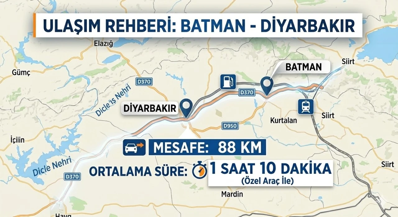 Batman ile Diyarbakır Arası Ulaşım Bilgileri