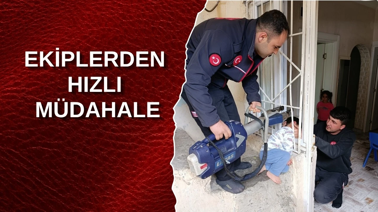 Pencere Korkuluğuna Sıkışan Çocuk Kurtarıldı