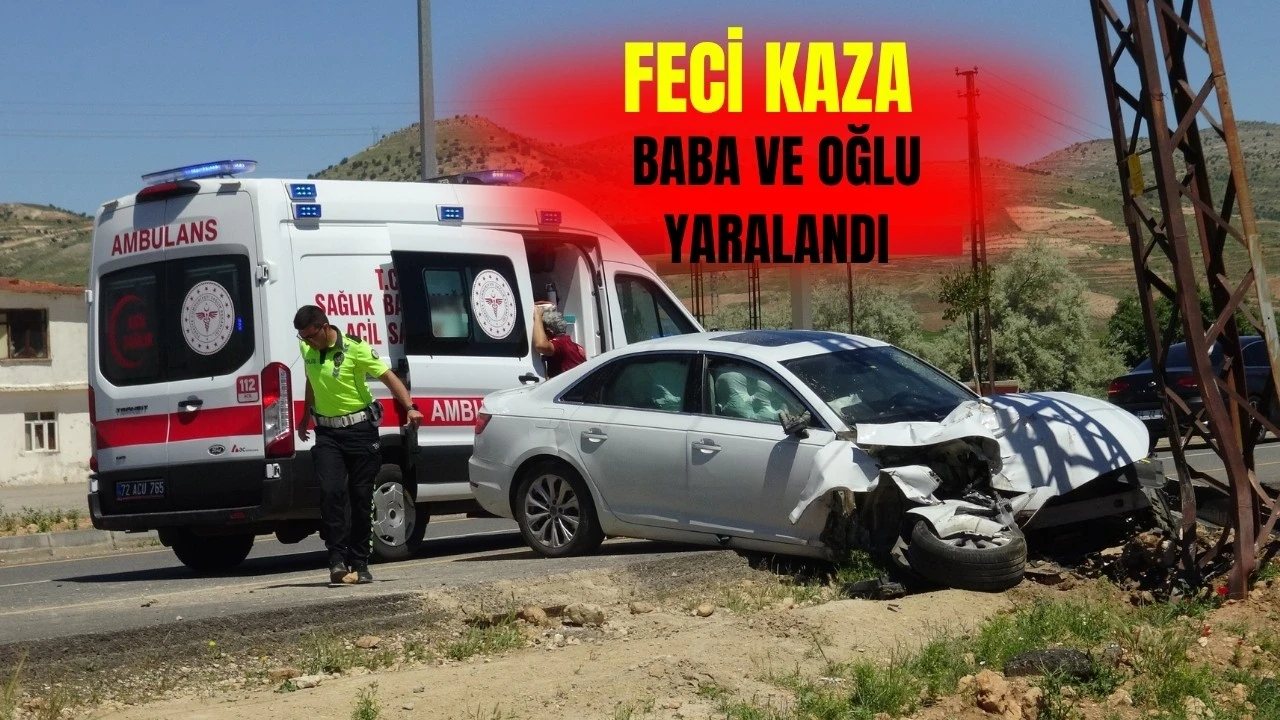 Gercüş’te Kontrolden Çıkan Araç Elektrik Direğine Çarptı