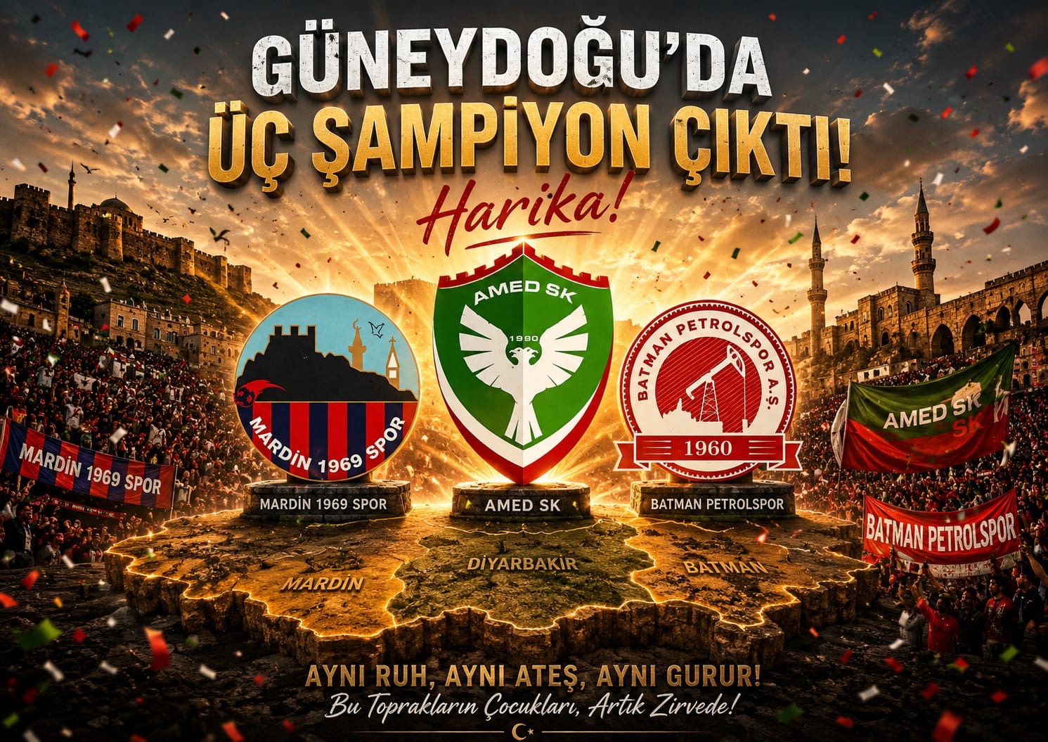 GÜNEYDOĞU DA 3 ŞAMPİYON