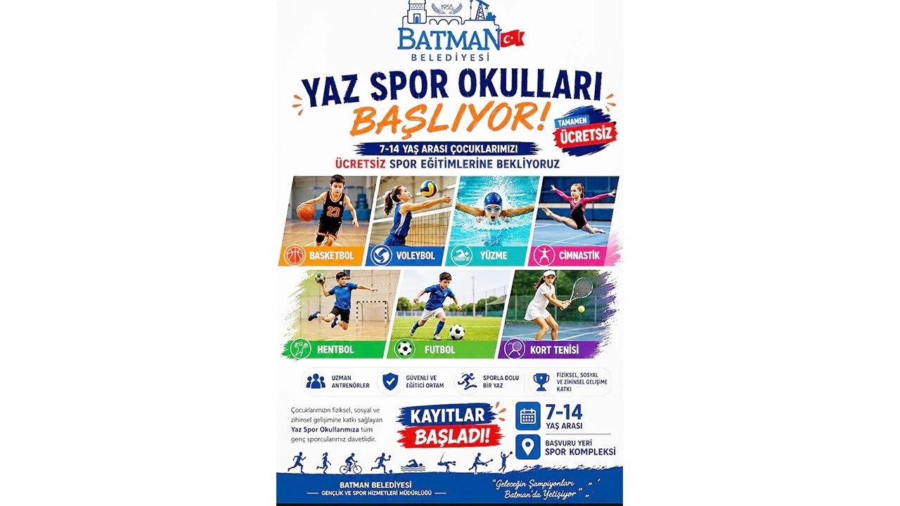 Batman’da Yaz Spor Okulları Başladı, Kayıtlar Devam Ediyor