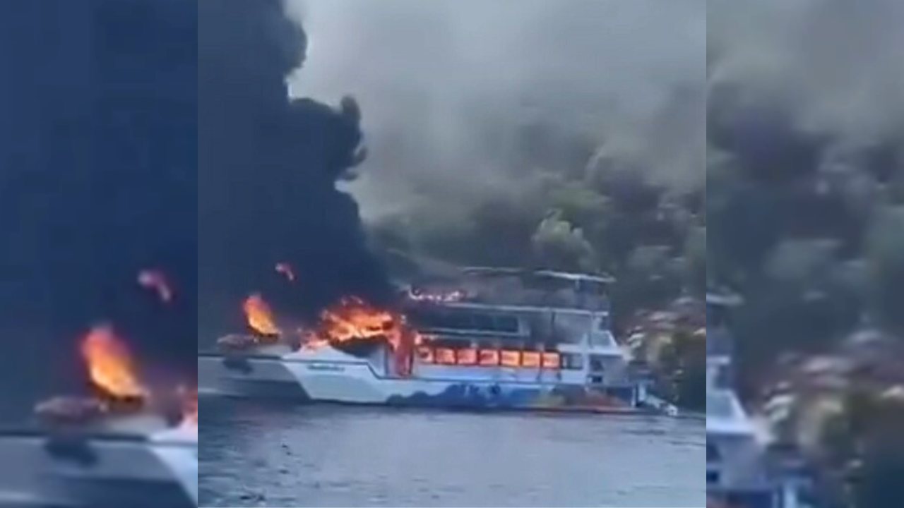 Fethiye’de gezi teknesinde yangın, 115 yolcu denize atladı