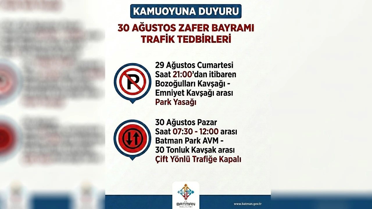 Batman’da Zafer Bayramı İçin Trafik Düzenlemeleri