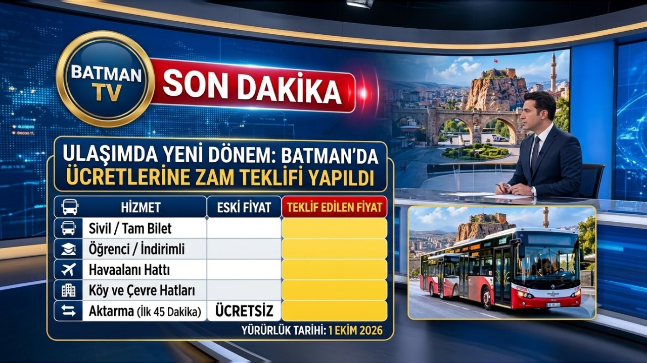 BATMAN’DA TOPLU TAŞIMAYA ZAM TEKLİFİ: İŞTE YENİ ÜCRET TARİFESİ