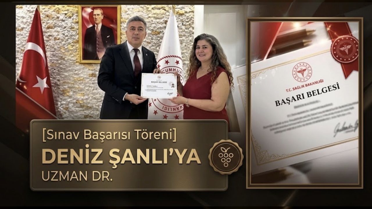 Uzm. Dr. Deniz Şanlı, Başarı Belgesi ile ödüllendirildi