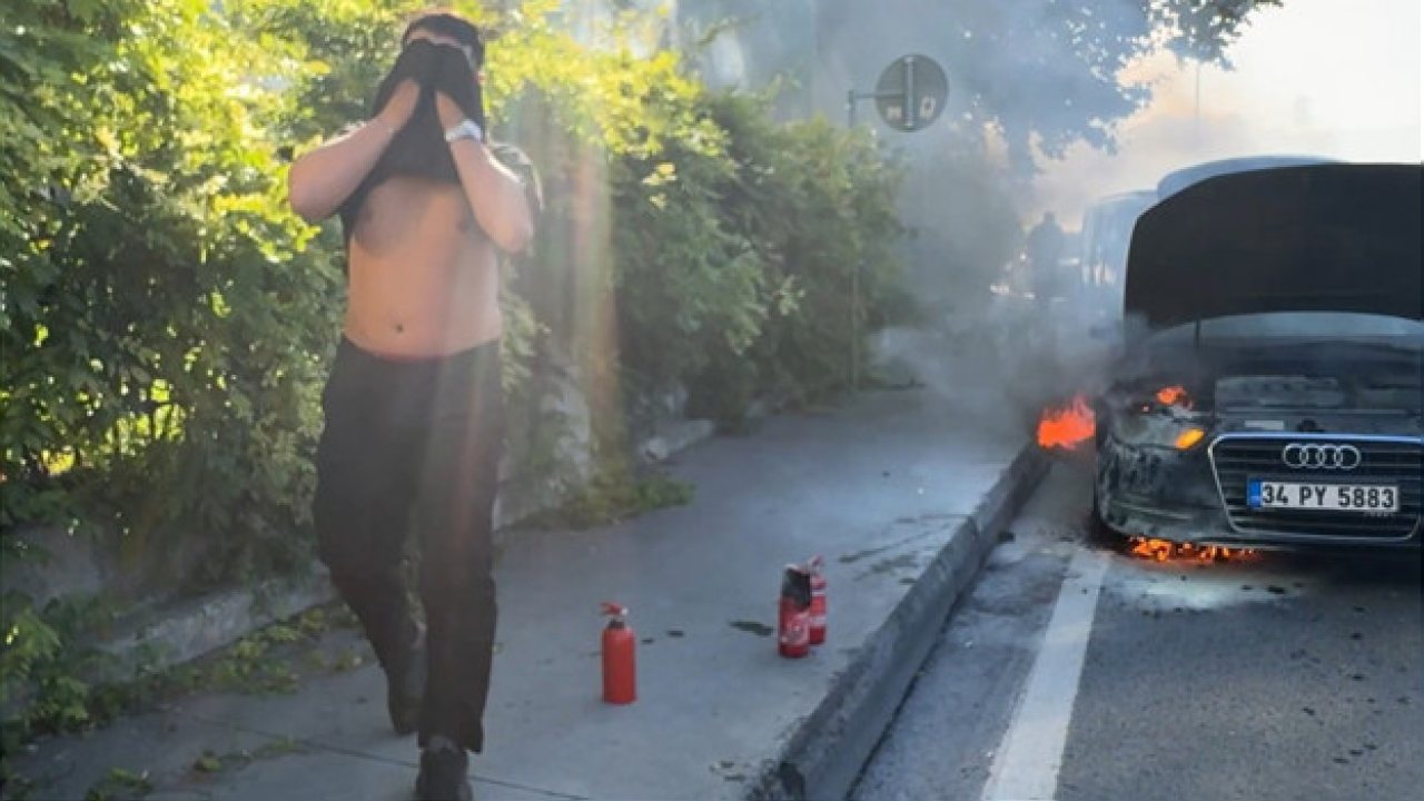 Kağıthane’de otomobil yangınına müdahale edildi