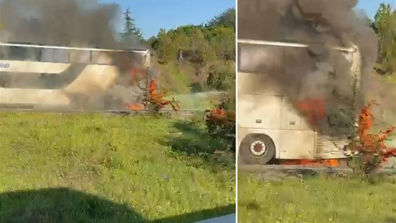 Bayrampaşa’da yolcu otobüsünde yangın çıktı