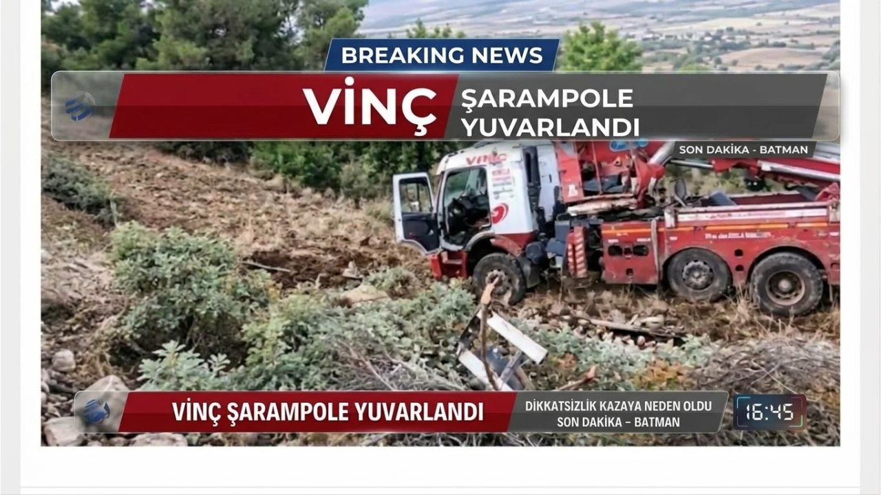 Bağlarbaşı’nda Vinç Şarampole Yuvarlandı, Sürücü Yaralandı