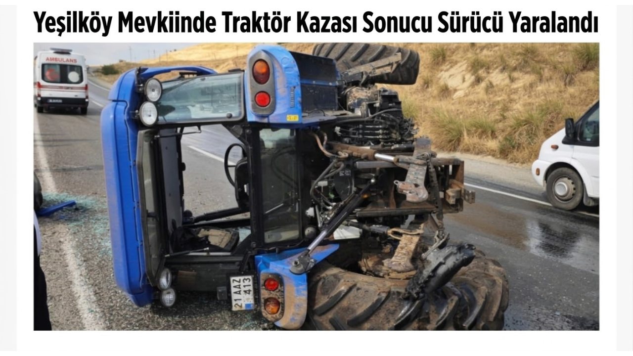 Yeşilköy Mevkiinde Traktör Kazası Sonucu Sürücü Yaralandı